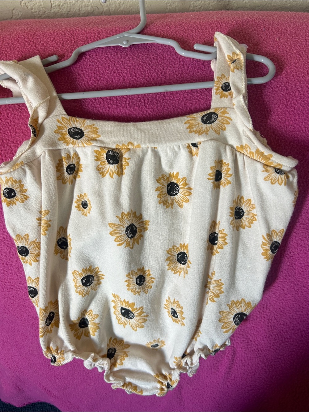 Jessica Simpson Cream Sunflower Print Baby One-Piece Romper